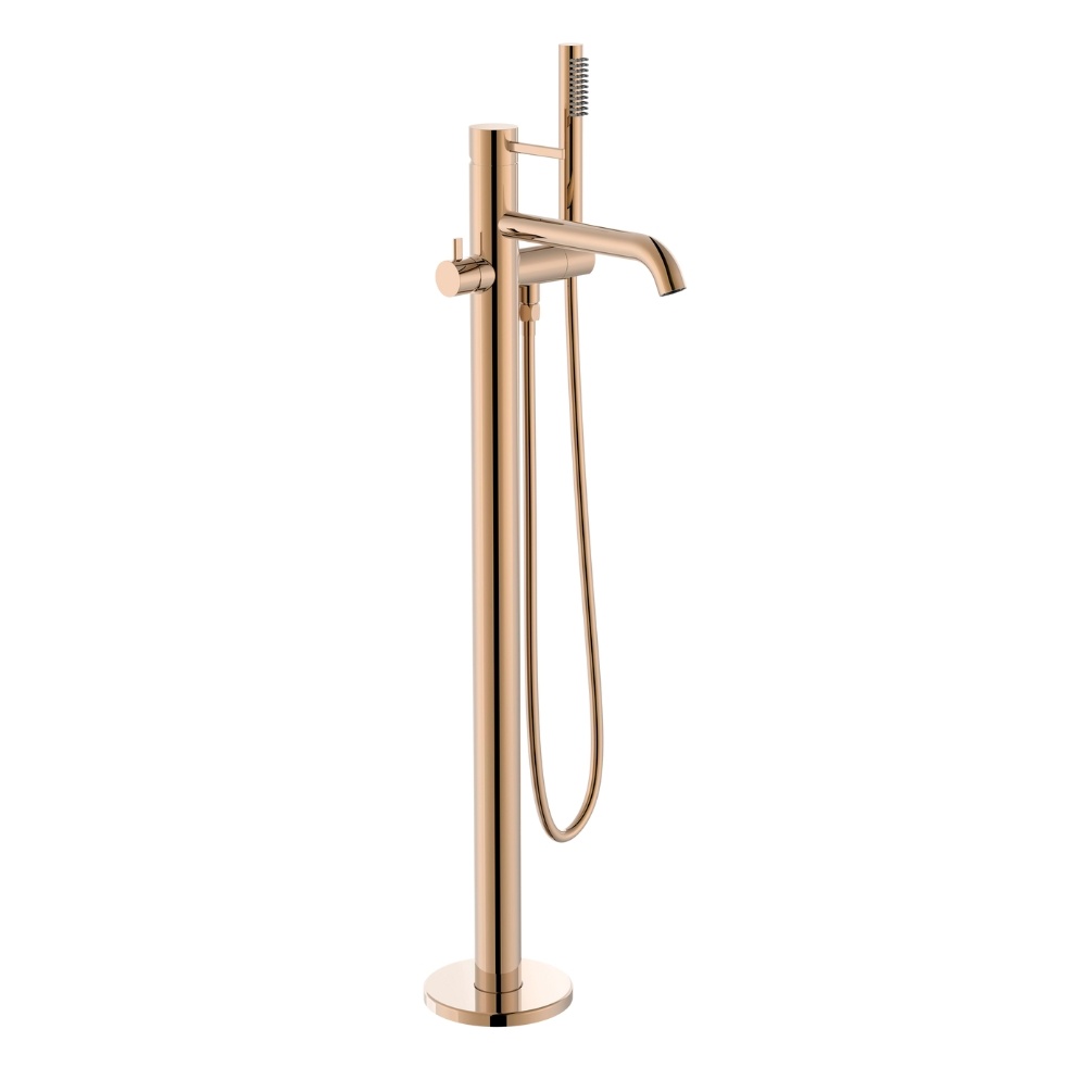 Cut out image of the Roca Ona Rose Gold Freestanding Bath Shower Mixer